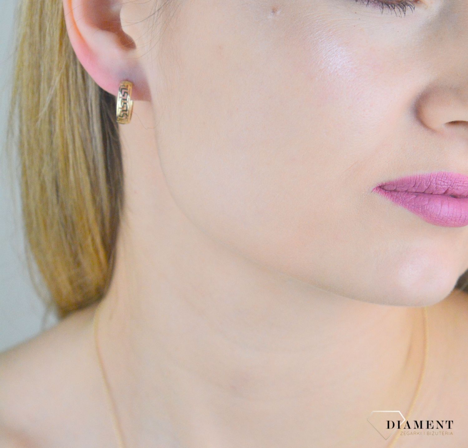 Złote kolczyki damskie 375 kółeczka droga grecka KL 8938 375.jpg